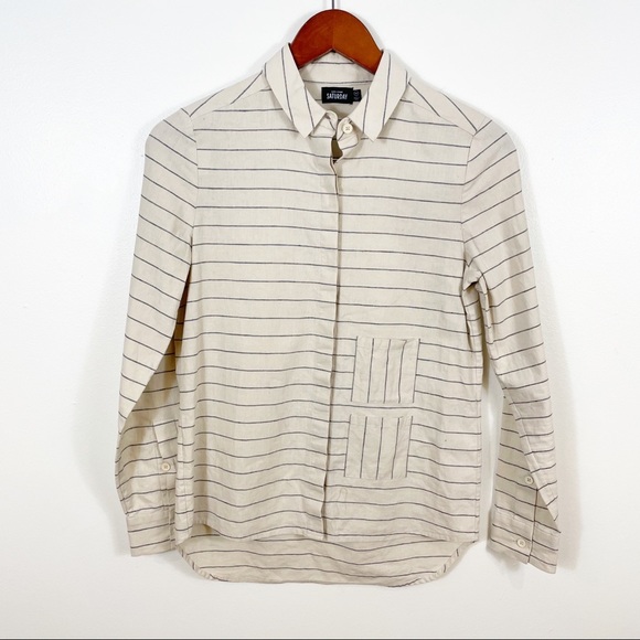 kate spade Tops - KATE SPADE SATURDAY Striped Button Down Pocket XS